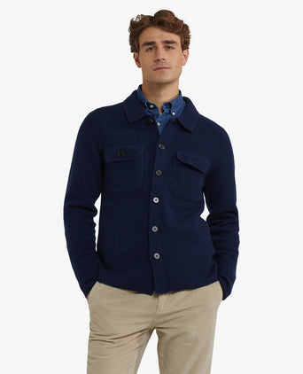 Button-down cardigan wool mix | navy