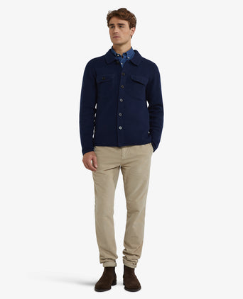 Button-down cardigan wool mix | navy