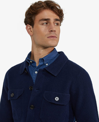 Button-down cardigan wool mix | navy