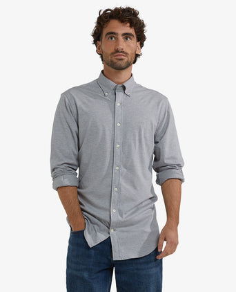 Overhemd Stretch Piqué | Medium Grey Melange