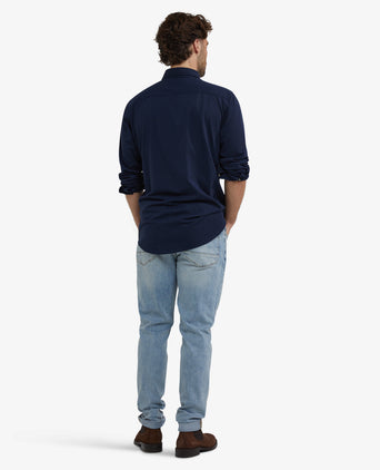 Stretch Piqué Shirt | Navy