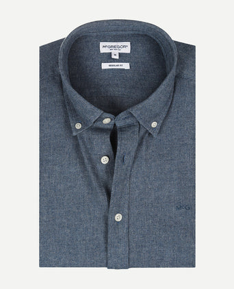 Oxford Flannel Melange Shirt | Navy
