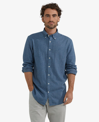 Oxford Flannel Melange Shirt | Navy