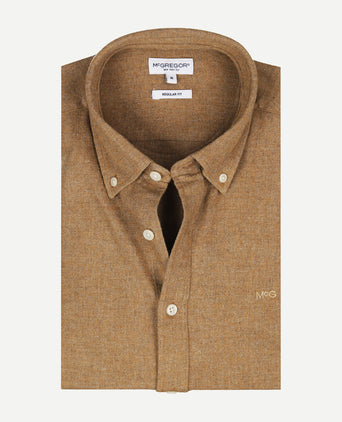 Oxford Flannel Melange Shirt | Camel