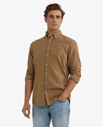 Overhemd Flanel Melange Oxford | Camel