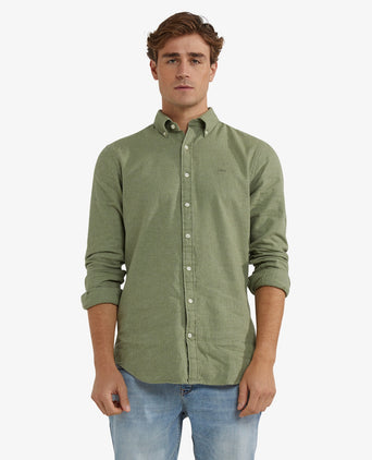 Oxford Flannel Melange Shirt | Winter Sage