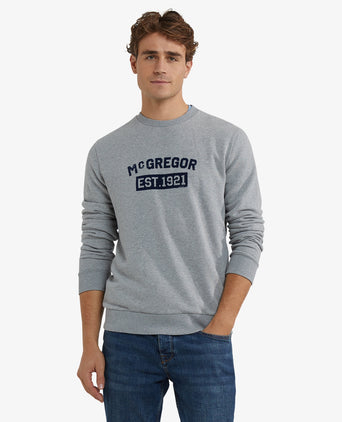 Sweatshirt Graphic Round Neck | Medium Gray Melange