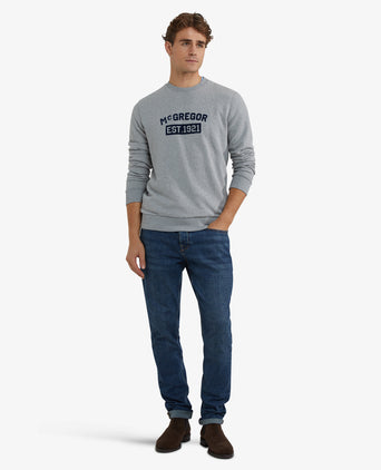 Sweatshirt Graphic Round Neck | Medium Gray Melange