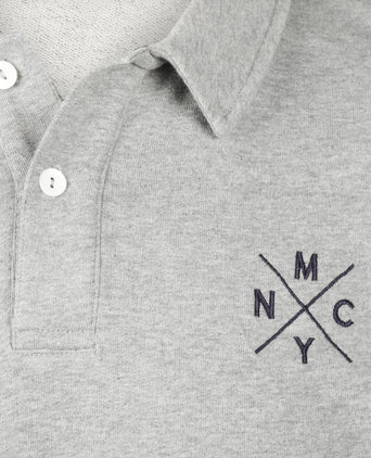 Long Sleeve Polo Sweatshirt | Medium Grey Melange