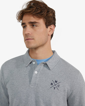 Long Sleeve Polo Sweatshirt | Medium Grey Melange
