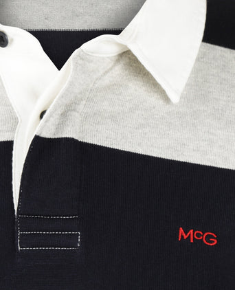 Heritage Striped Rugby Shirt | Medium Grey Melange