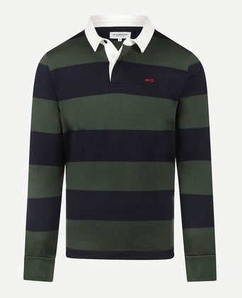 Heritage Striped Rugby Shirt | Dark Olive