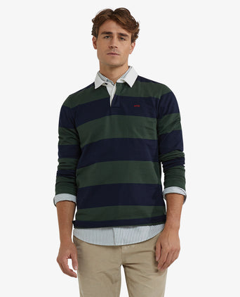 Heritage Striped Rugby Shirt | Dark Olive