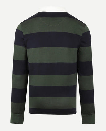 Heritage Striped Rugby Shirt | Dark Olive