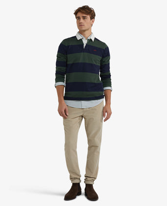 Heritage Striped Rugby Shirt | Dark Olive
