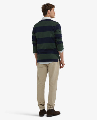 Heritage Striped Rugby Shirt | Dark Olive