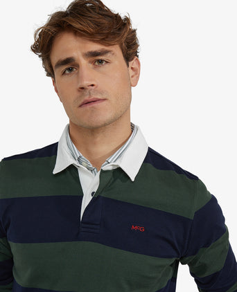 Heritage Striped Rugby Shirt | Dark Olive