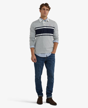 Colourblock Rugby Shirt | Medium Gray Melange