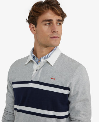 Colourblock Rugby Shirt | Medium Gray Melange