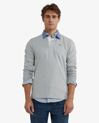 Classic Cotton Rugby Shirt | Medium Grey Melange