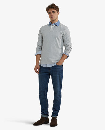Classic Cotton Rugby Shirt | Medium Gray Melange