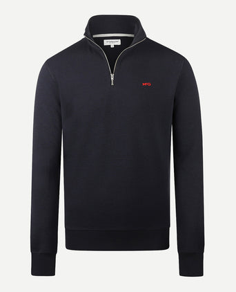 Sweatshirt Half-Zip Rib Structure | Navy