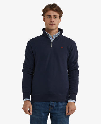 Sweatshirt Half-Zip Rib Structure | Navy