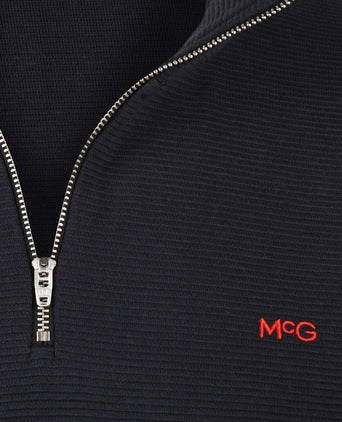 Sweatshirt Half-Zip Rib Structure | Navy