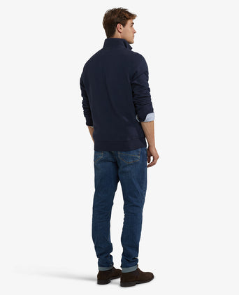 Sweatshirt Half-Zip Rib Structure | Navy