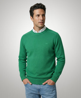 Cotton Crew Neck Sweater | Green Cotton Crew Neck Sweater | Green