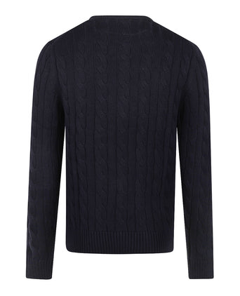 Trui Kabelpatroon Katoen Ronde Hals | Navy