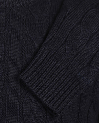 Trui Kabelpatroon Katoen Ronde Hals | Navy