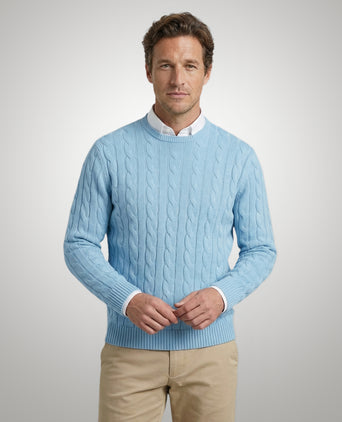 Trui Kabelpatroon Katoen Ronde Hals | Capri Blue