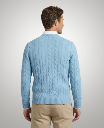 Trui Kabelpatroon Katoen Ronde Hals | Capri Blue