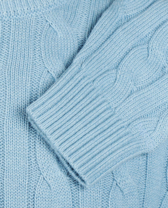 Trui Kabelpatroon Katoen Ronde Hals | Capri Blue
