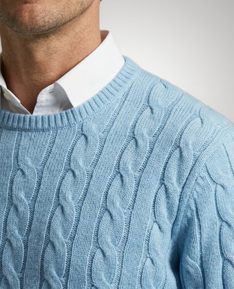 Trui Kabelpatroon Katoen Ronde Hals | Capri Blue