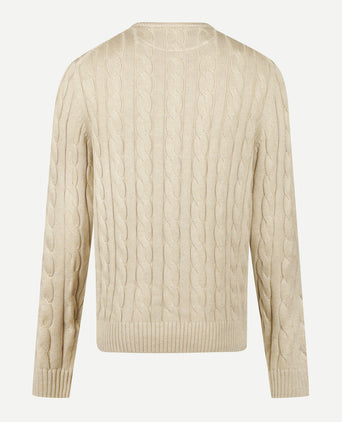 Cable Knit Sweater Cotton Crew Neck | Sand