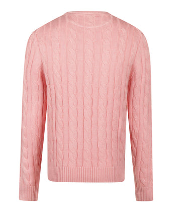 Trui Kabelpatroon Katoen Ronde Hals | Light Pink