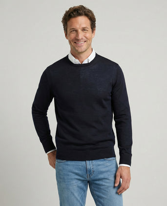 Extra Fine Merino Crew Neck Sweater | Navy