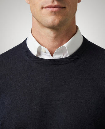 Extra Fine Merino Crew Neck Sweater | Navy