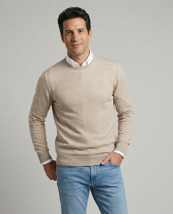 Extra Fine Merino Crew Neck Sweater | Sand