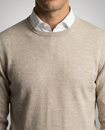 Extra Fine Merino Crew Neck Sweater | Sand