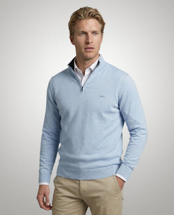 Trui Half-Zip Katoen Cashmere | Light Blue