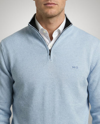 Trui Half-Zip Katoen Cashmere | Light Blue