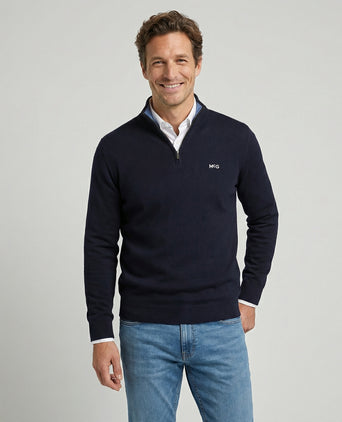 Half-Zip Sweater Cotton Cashmere | Navy