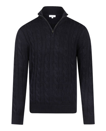Trui Half-Zip Kabelpatroon Katoen | Navy