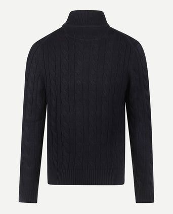 Cable Zip Mock Sweater | Navy