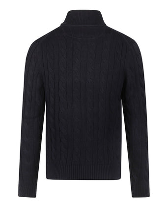 Trui Half-Zip Kabelpatroon Katoen | Navy