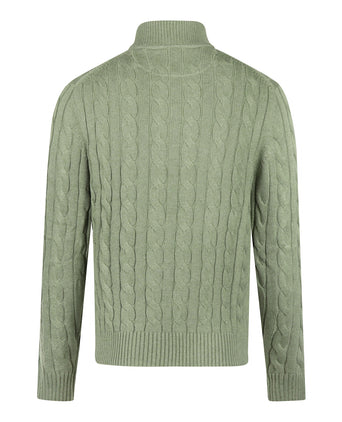 Trui Half-Zip Kabelpatroon Katoen | Light Olive