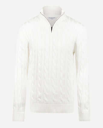 Half-Zip Cable Knit Sweater Cotton | Off White